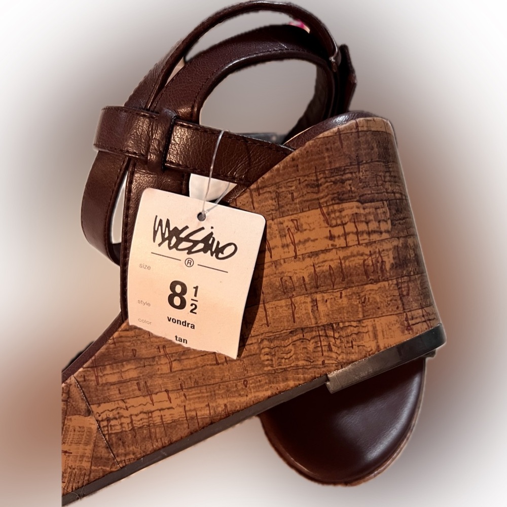 Mossimo Shoes Platform Wedges Wood-tone Sole 70s Style Size 8.5 Boho 2013 - Picture 11 of 16